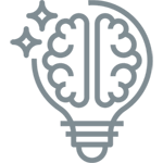 light bulb with brain inside icon