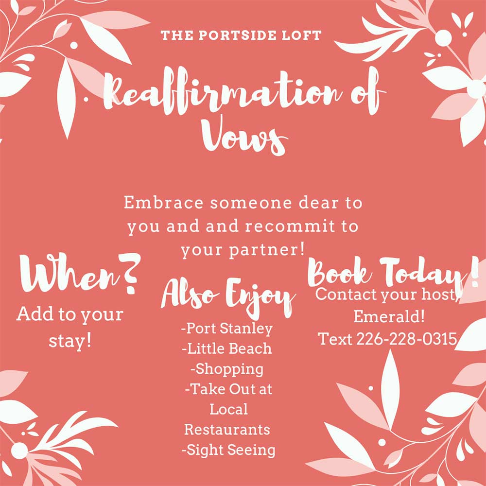 Portside Loft Reaffirmation of Vows Package