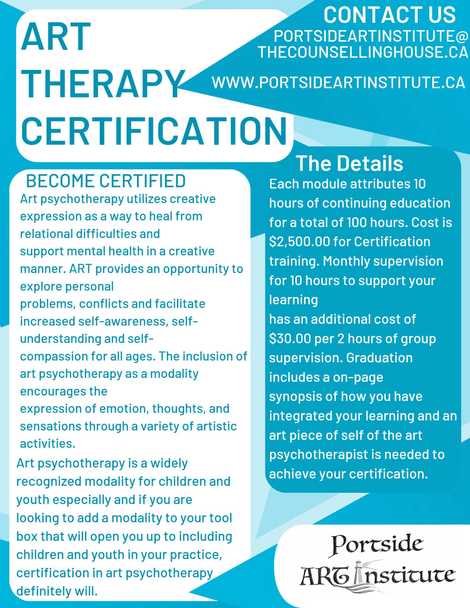 poster for art therapy certification